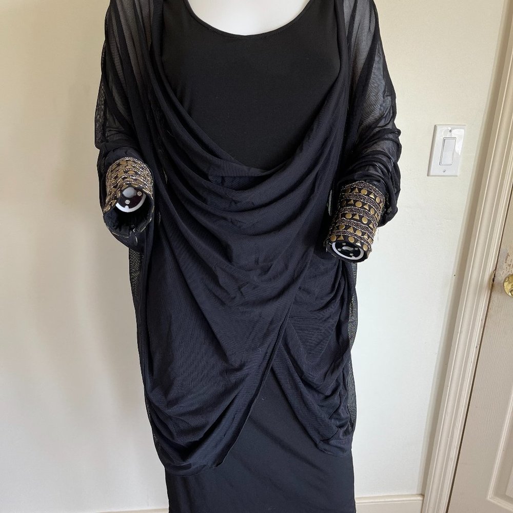 Jovani black dress with gold metallic cuff